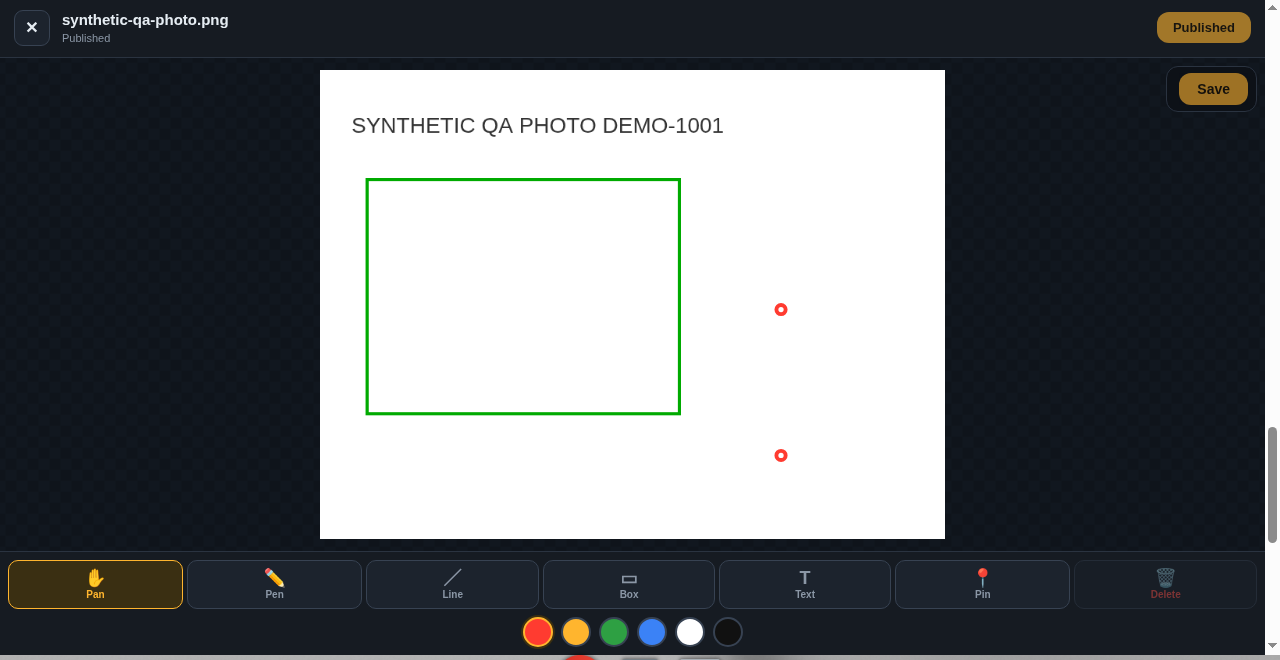 Simulated DEMO-1001: PM published markup on a job photo, not the CAD schematic. Not a customer job.